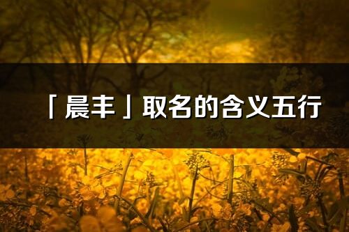 「晨豐」取名的含義五行_晨豐名字寓意解釋