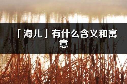 「海兒」有什么含義和寓意_海兒名字的出處與意思