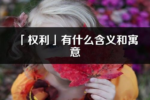「權(quán)利」有什么含義和寓意_權(quán)利名字的出處與意思
