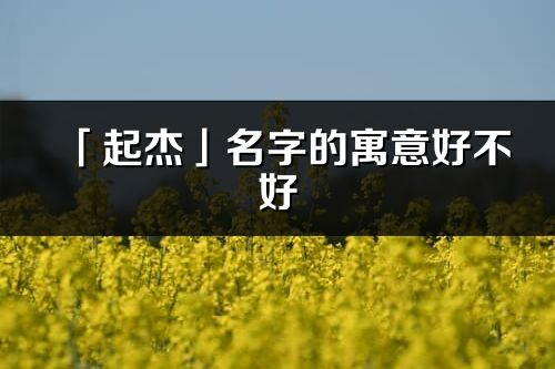 「起杰」名字的寓意好不好_起杰含義分析