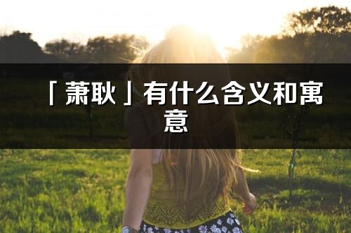 「蕭耿」有什么含義和寓意_蕭耿名字的出處與意思