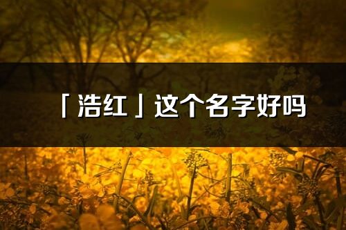 「浩紅」這個名字好嗎_浩紅名字寓意,含義
