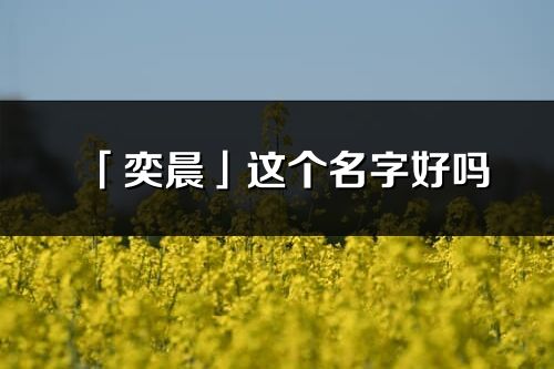 「奕晨」這個名字好嗎_奕晨名字寓意,含義