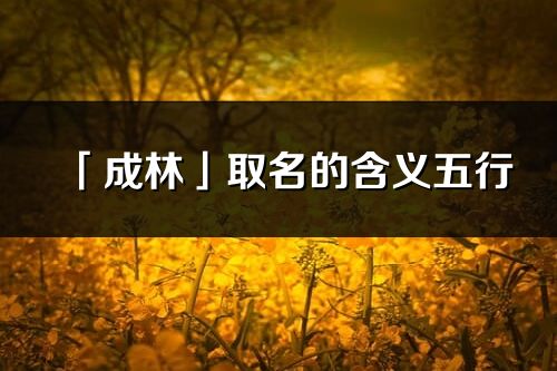 「成林」取名的含義五行_成林名字寓意解釋