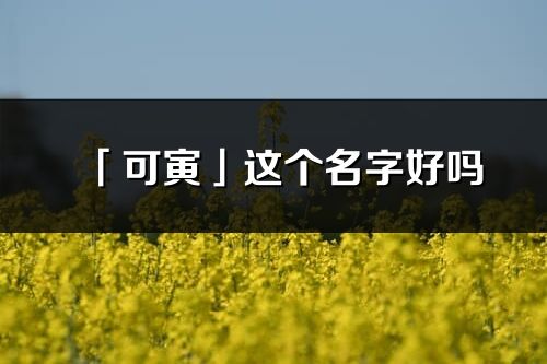「可寅」這個名字好嗎_可寅名字寓意,含義
