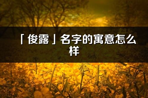 「俊露」名字的寓意怎么樣_俊露的出處