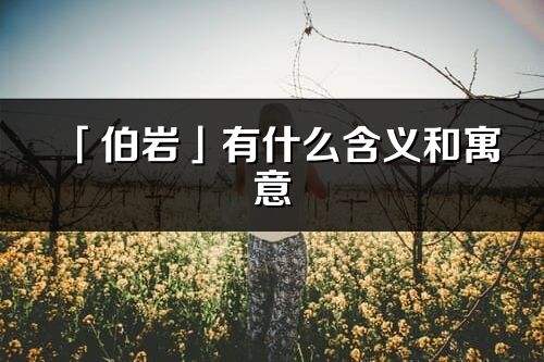 「伯巖」有什么含義和寓意_伯巖名字的出處與意思