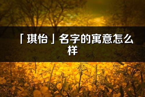 「琪怡」名字的寓意怎么樣_琪怡的出處