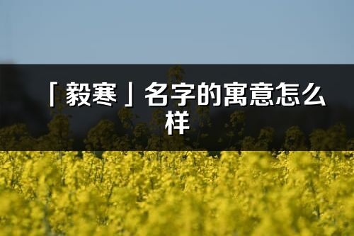 「毅寒」名字的寓意怎么樣_毅寒的出處