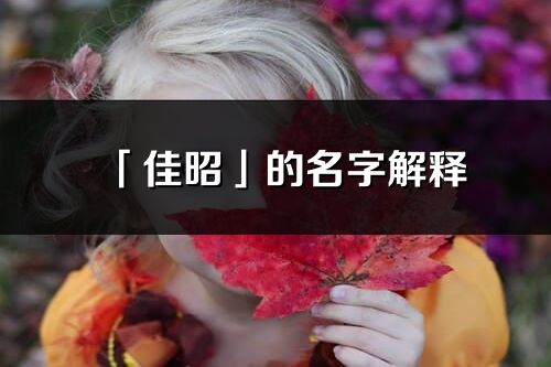 「佳昭」的名字解釋_佳昭含義分析