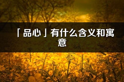 「品心」有什么含義和寓意_品心名字的出處與意思