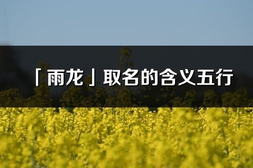 「雨龍」取名的含義五行_雨龍名字寓意解釋