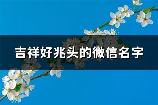 吉祥好兆頭的微信名字(優(yōu)選636個)