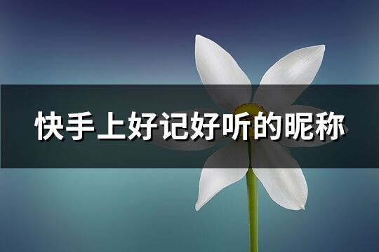 快手上好記好聽的昵稱(精選208個)