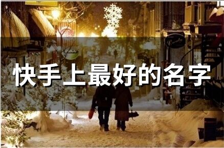 快手上最好的名字(162個)