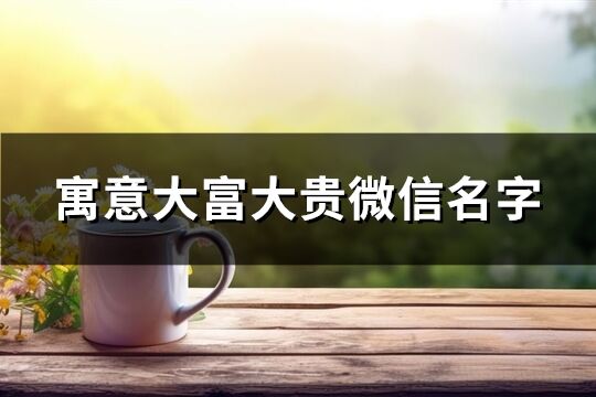 寓意大富大貴微信名字(312個)