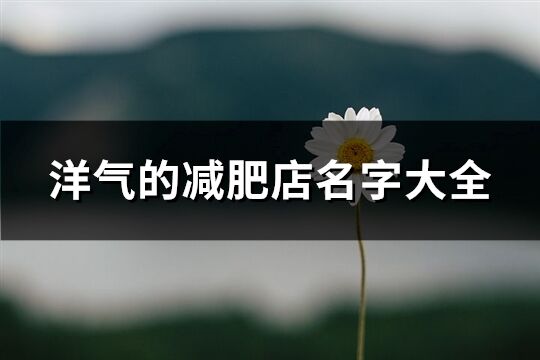 洋氣的減肥店名字大全(優選223個)