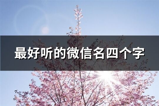 最好聽的微信名四個(gè)字(精選746個(gè))