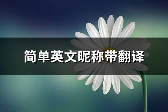簡單英文昵稱帶翻譯(優(yōu)選435個)