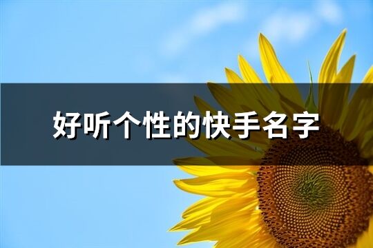 好聽個性的快手名字(405個)