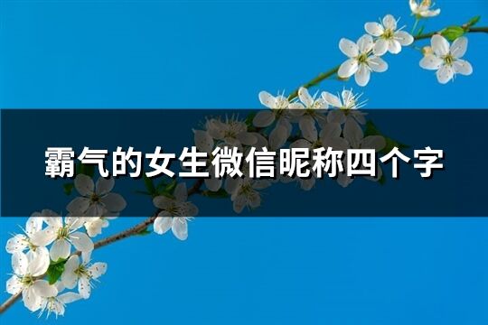 霸氣的女生微信昵稱四個字(優選68個)