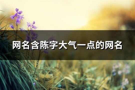 網名含陳字大氣一點的網名(81個)