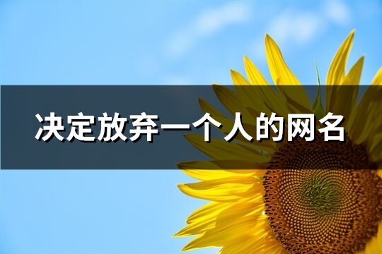 決定放棄一個人的網名(精選223個)