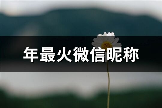 年最火微信昵稱(優選740個)