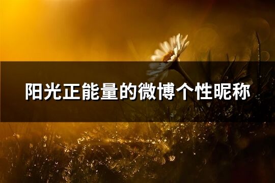 陽光正能量的微博個性昵稱(優選200個)