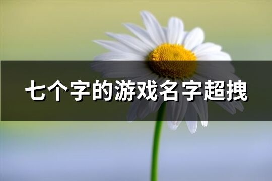 七個字的游戲名字超拽(精選492個)