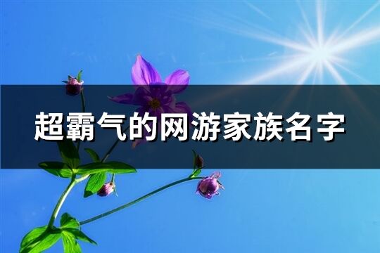 超霸氣的網(wǎng)游家族名字(352個)