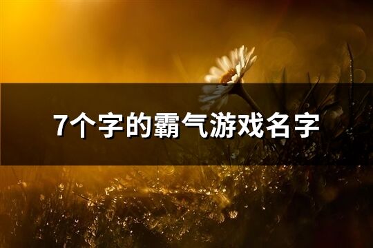 7個字的霸氣游戲名字(精選417個)