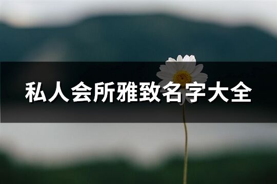 私人會所雅致名字大全(38個)