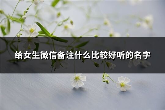 給女生微信備注什么比較好聽的名字(優選208個)