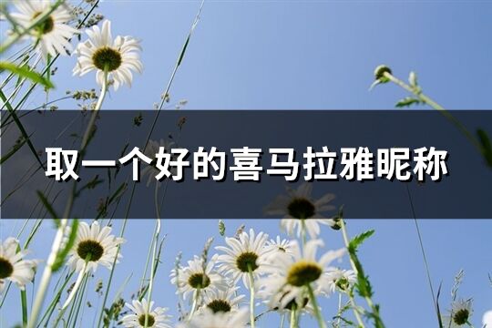 取一個好的喜馬拉雅昵稱(優選417個)