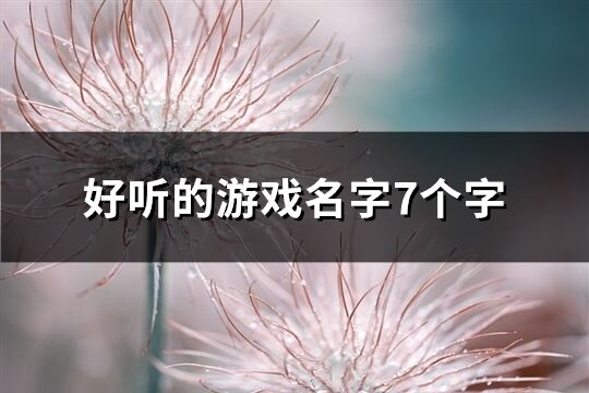 好聽的游戲名字7個字(共240個)