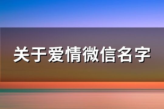 關于愛情微信名字(共316個)