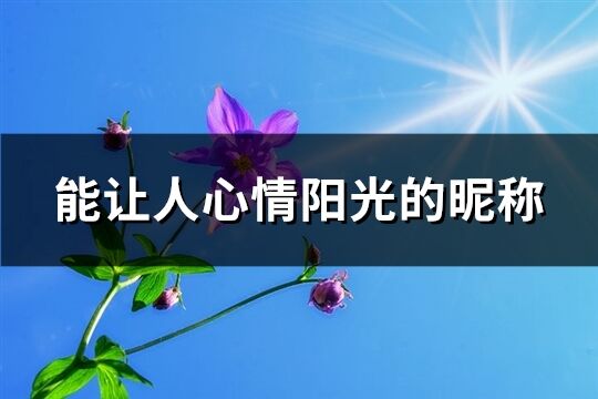 能讓人心情陽光的昵稱(392個)