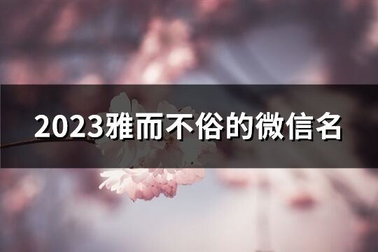 2023雅而不俗的微信名(713個)