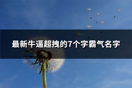 最新牛逼超拽的7個字霸氣名字(共539個)