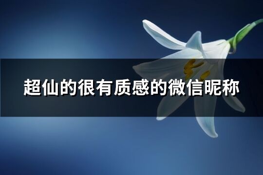 超仙的很有質(zhì)感的微信昵稱(221個(gè))