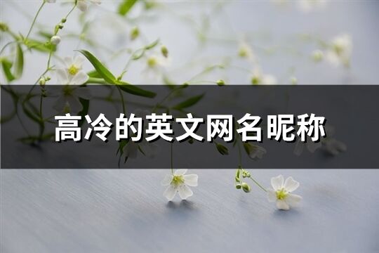 高冷的英文網名昵稱(136個)