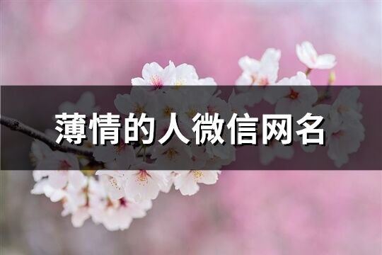 薄情的人微信網(wǎng)名(127個)