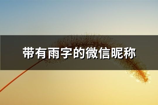 帶有雨字的微信昵稱(chēng)(精選77個(gè))