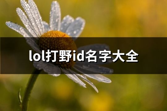 lol打野id名字大全(精選75個)