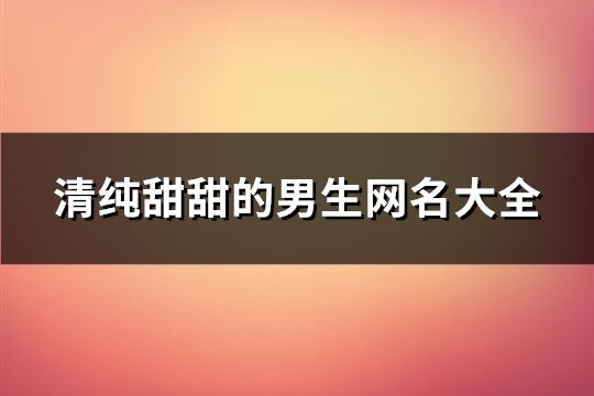 清純甜甜的男生網名大全(精選351個)