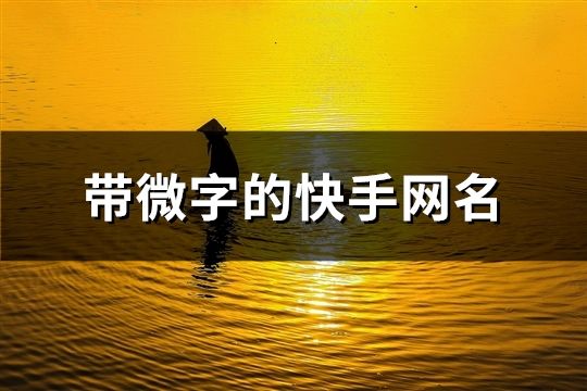 帶微字的快手網名(精選88個)
